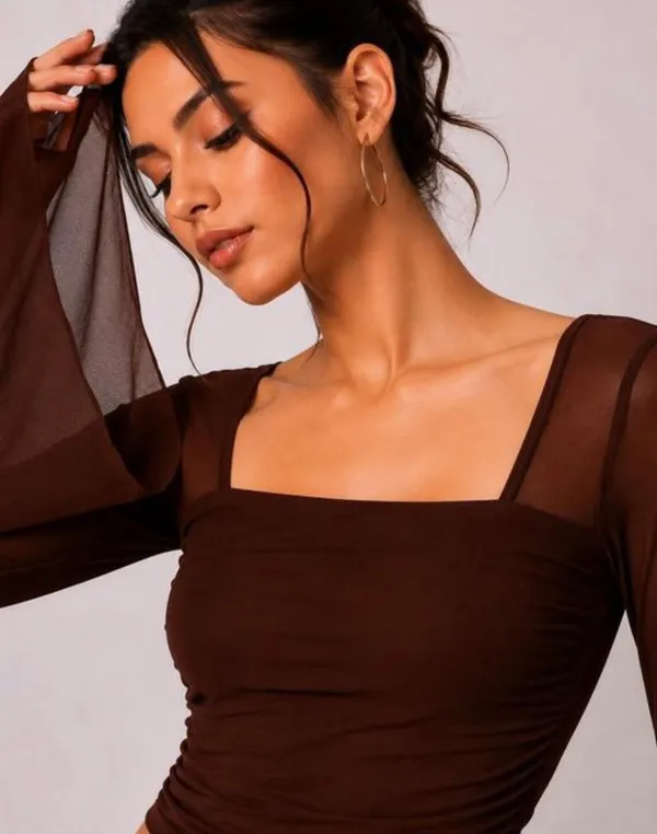 Maroon_Net_Sheer_Fitted_Crop_Top_For_Women