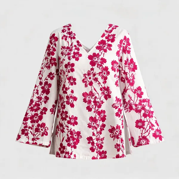 White_Cotton_Flared_Sleeve_Printed_Top_For_Women