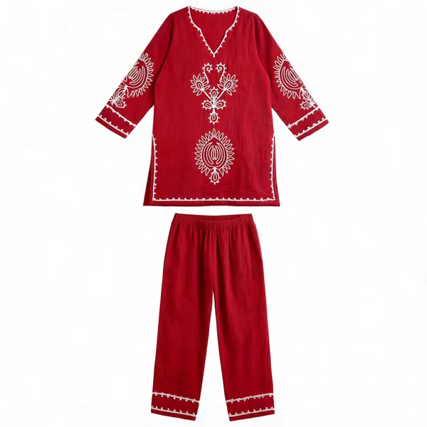 Red_Linen_Embroidered_Co_Ord_Set_For_Women