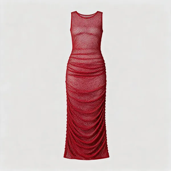 Red_Net_Sleeveless_Bodycon_Maxi_Dress_For_Women
