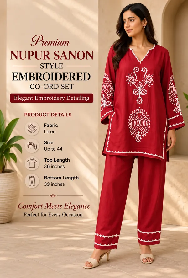 Red_Linen_Embroidered_Co_Ord_Set_For_Women