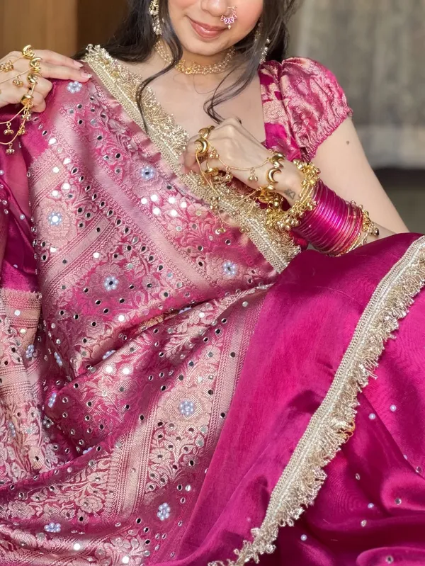 Rangmahal_Mirror_Work_Banarasi_Tissue_Silk_Saree_Pink