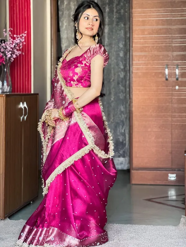 Rangmahal_Mirror_Work_Banarasi_Tissue_Silk_Saree_Pink
