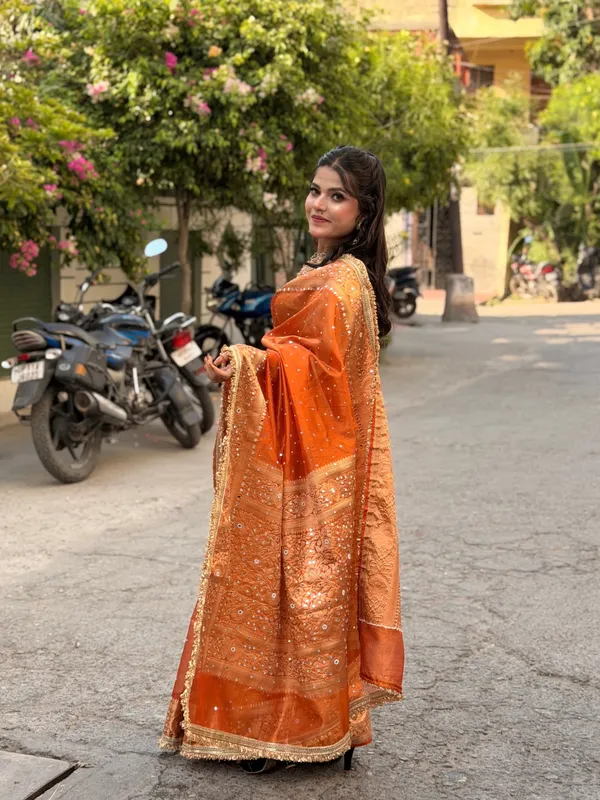 Rangmahal_Mirror_Work_Banarasi_Tissue_Silk_Saree_Orange