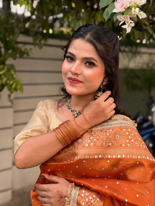 Rangmahal_Mirror_Work_Banarasi_Tissue_Silk_Saree_Orange