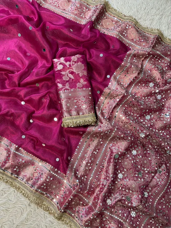 Maharani_Banarasi_Tissue_Saree_With_Handcrafted_Mirror_Work_Pink