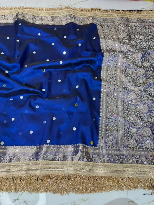 Maharani_Banarasi_Tissue_Saree_With_Handcrafted_Mirror_Work_Blue