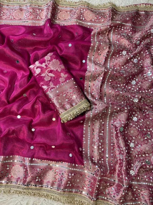 Maharani_Banarasi_Tissue_Saree_With_Handcrafted_Mirror_Work_Blue