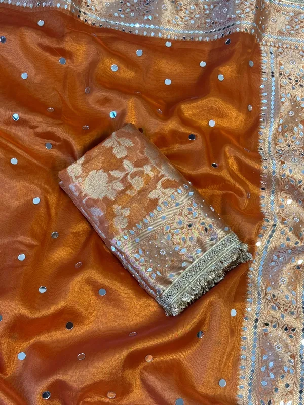 Maharani_Banarasi_Tissue_Saree_With_Handcrafted_Mirror_Work_Orange
