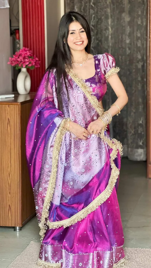 Rangmahal_Mirror_Work_Banarasi_Tissue_Silk_Saree_Purple
