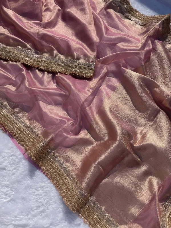 Zarina_Rose_Gold_Tissue_Silk_Saree