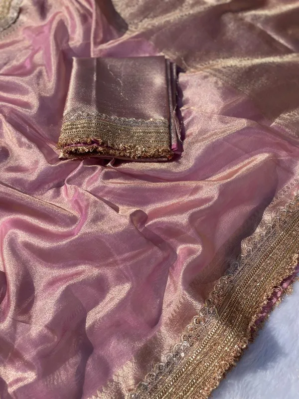 Zarina_Rose_Gold_Tissue_Silk_Saree