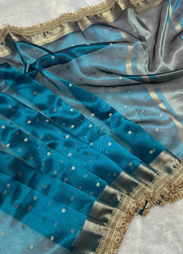 Banarasi_Tissue_Silk_Saree_With_Gold_Zari_Buti_Heavy_Lace_Border_Blue
