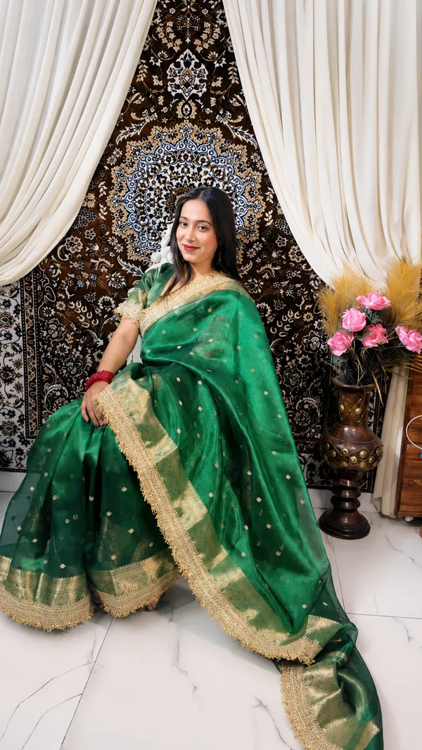 Banarasi_Tissue_Silk_Saree_With_Gold_Zari_Buti_Heavy_Lace_Border_Yellow