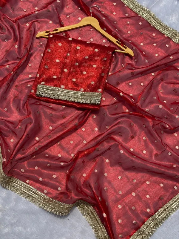 Banarasi_Tissue_Saree_With_Gold_Buti_Work_And_Pearl_Lace_Royal_Red