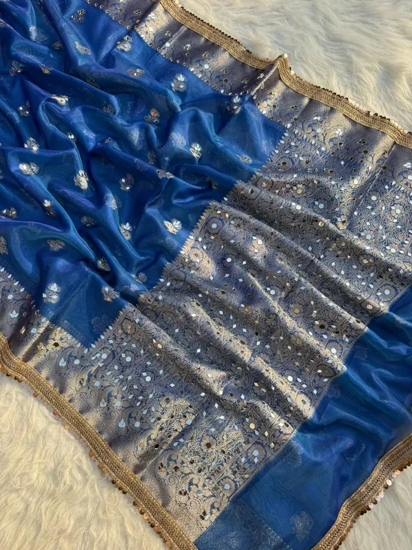 Buta_Mirror_Work_Banarasi_Tissue_Silk_Saree_Royal_Blue