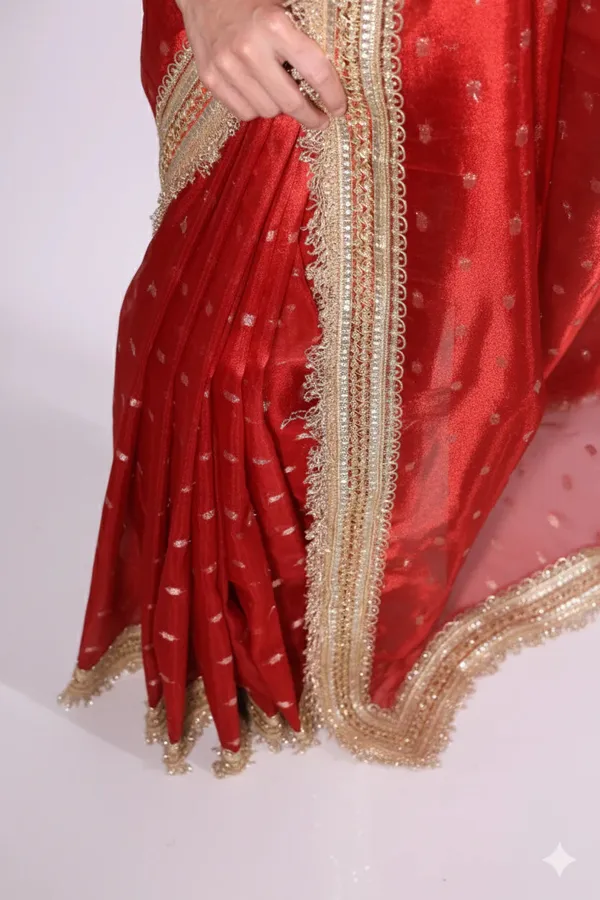 Red_Banarasi_Tissue_Silk_Saree_With_Luxury_Lace_Border