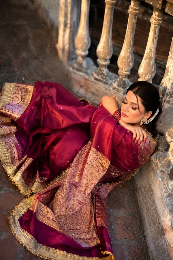 Banarasi_Tissue_Silk_Saree_With_Hand_Embroidered_Moti_Work_Heavy_Lace_Border_Pink