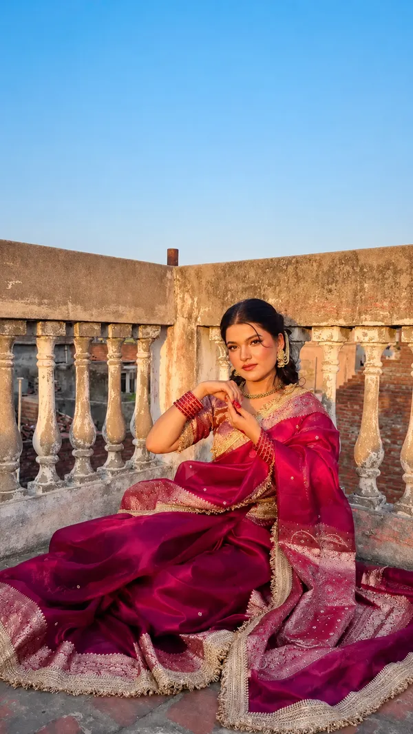 Banarasi_Tissue_Silk_Saree_With_Hand_Embroidered_Moti_Work_Heavy_Lace_Border_Pink