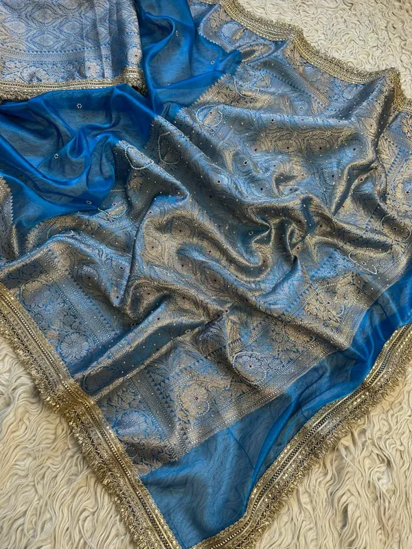 Banarasi_Tissue_Silk_Saree_With_Hand_Embroidered_Moti_Work_Heavy_Lace_Border_Royal_Blue