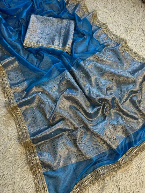 Banarasi_Tissue_Silk_Saree_With_Hand_Embroidered_Moti_Work_Heavy_Lace_Border_Royal_Blue