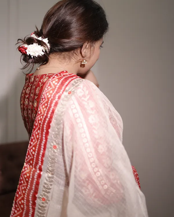 Kota_Doria_Saree_With_Bandhej_Border_Royal_Red