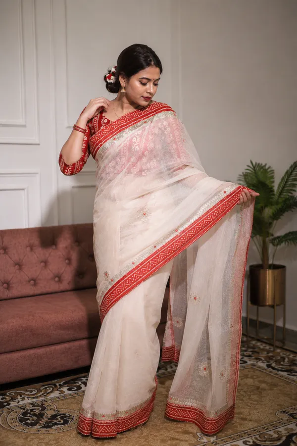 Kota_Doria_Saree_With_Bandhej_Border_Royal_Red