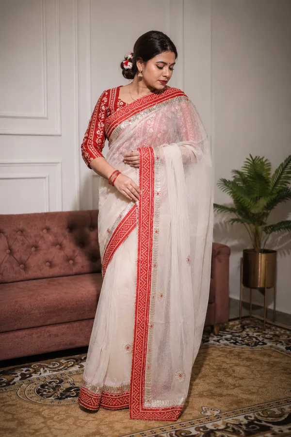Kota_Doria_Saree_With_Bandhej_Border_Royal_Red