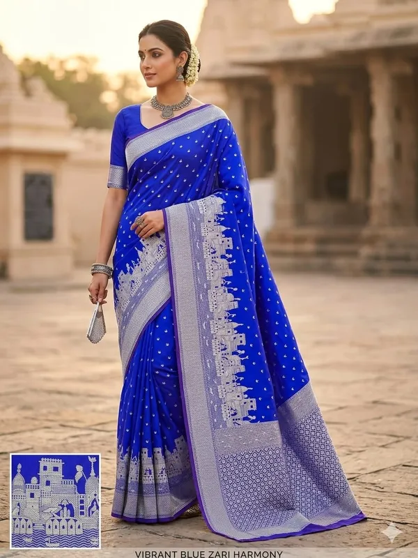 Mashru_Katan_Silk_Ghat_Border_Banarasi_Saree_Navy