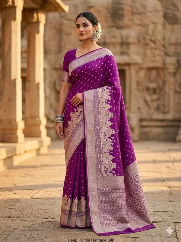 Mashru_Katan_Silk_Ghat_Border_Banarasi_Saree_Purple