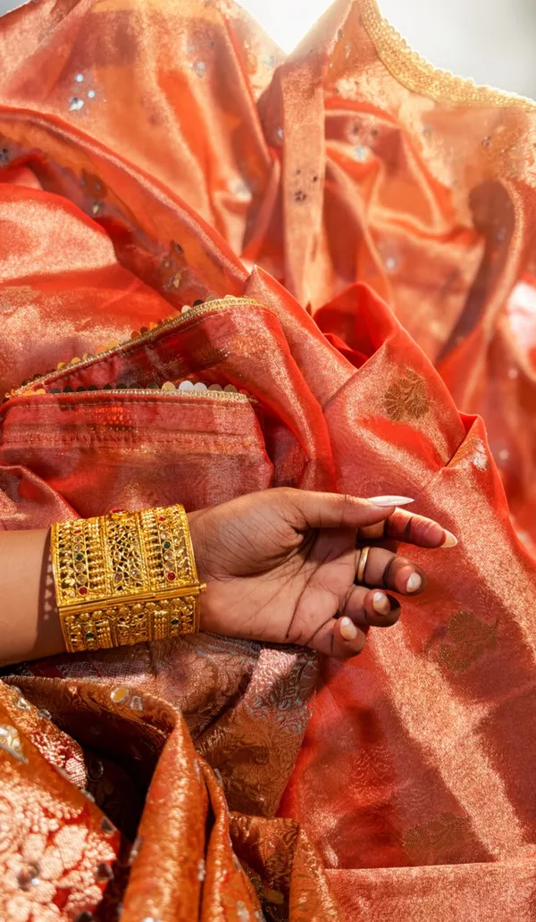 Buta_Mirror_Work_Banarasi_Tissue_Silk_Saree_Bronze