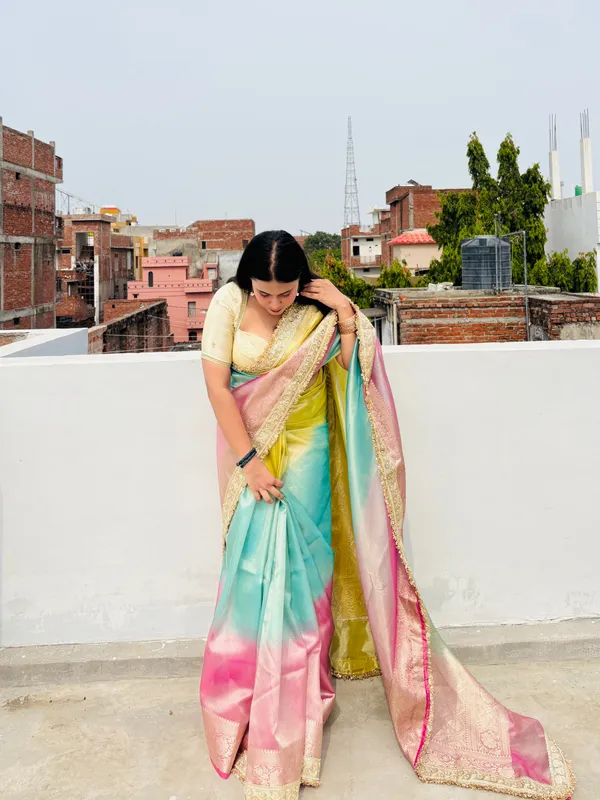 Pastel_Rainbow_Banarasi_Tissue_Silk_Saree_Yellow