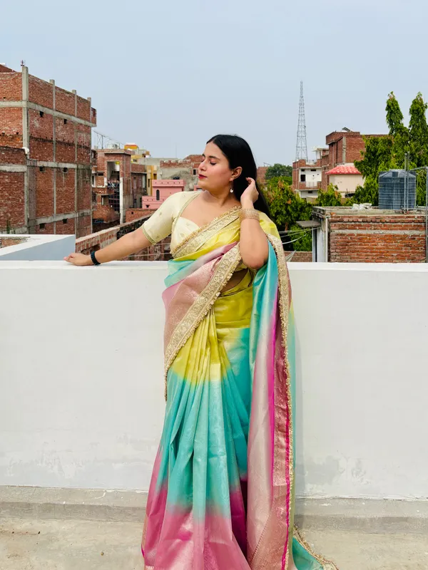 Pastel_Rainbow_Banarasi_Tissue_Silk_Saree_Yellow