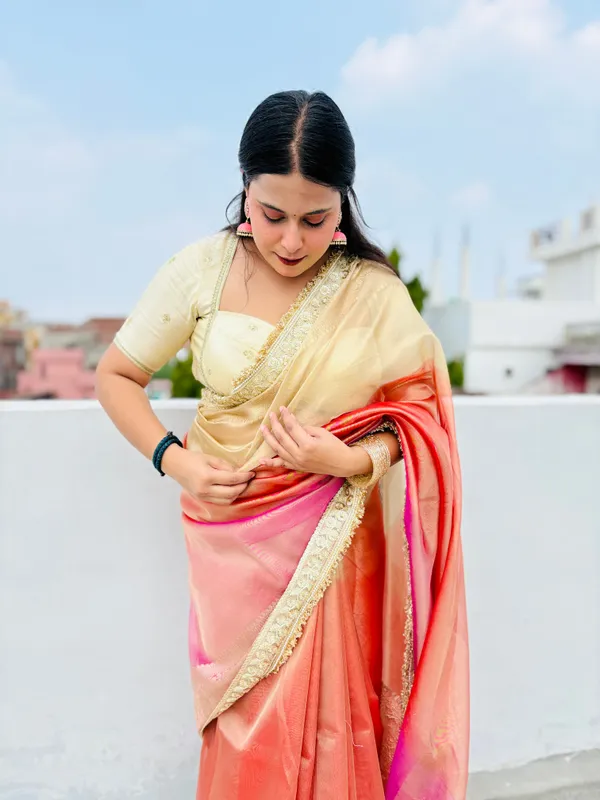 Pastel_Rainbow_Banarasi_Tissue_Silk_Saree_Orange