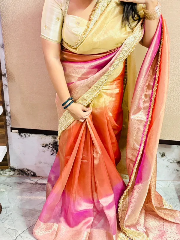 Pastel_Rainbow_Banarasi_Tissue_Silk_Saree_Orange