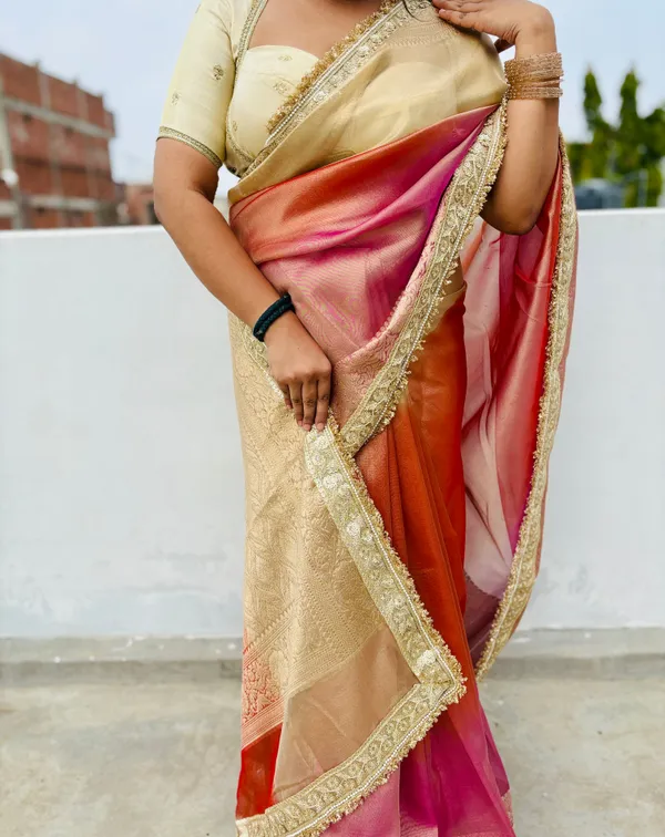 Pastel_Rainbow_Banarasi_Tissue_Silk_Saree_Orange