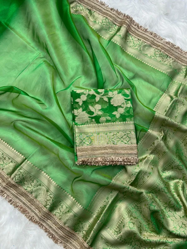Gulab_Border_Banarasi_Tissue_Silk_Saree_Green
