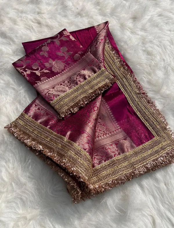 Gulab_Border_Banarasi_Tissue_Silk_Saree_Pink