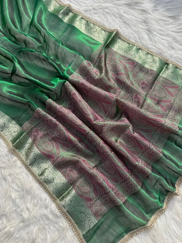 Pashmeena_Banarasi_Tissue_Silk_Saree_Emerald