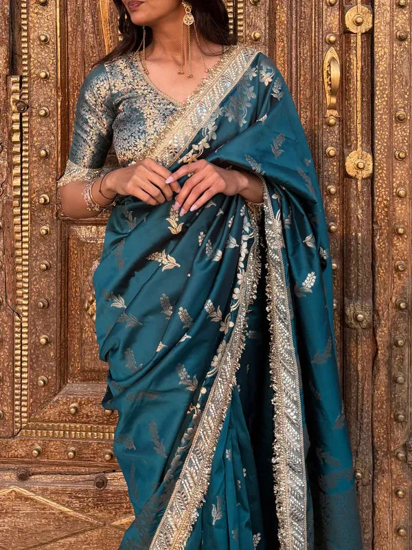 Meenakari_Katan_Silk_Sare_With_Heavy_Lace_Border_Rama