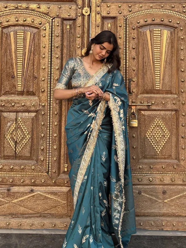 Meenakari_Katan_Silk_Sare_With_Heavy_Lace_Border_Rama