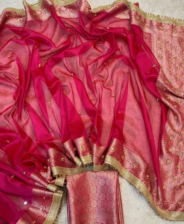 Banarasi_Tissue_Silk_Saree_With_Zari_Border_Ghungroo_Lace_Viral_Ghungroo_Saree_Pink