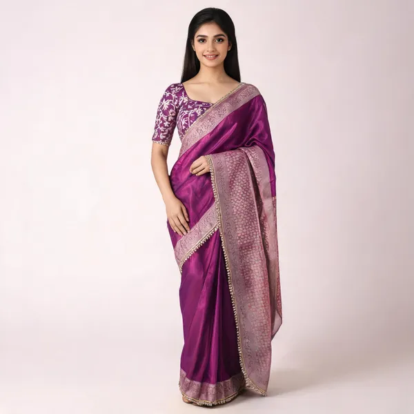 Tissue_Sundari_Phool_Kaat_Baarasi_Saree_With_Lace_Attached