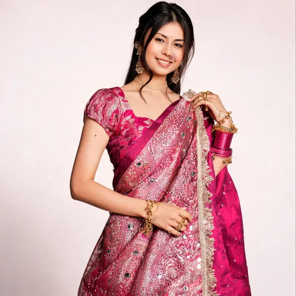 Rangmahal_Mirror_Work_Banarasi_Tissue_Silk_Saree_Pink