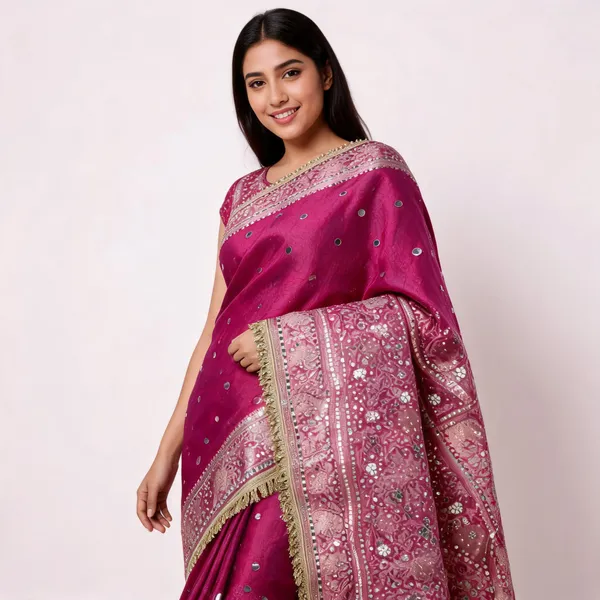 Maharani_Banarasi_Tissue_Saree_With_Handcrafted_Mirror_Work_Pink