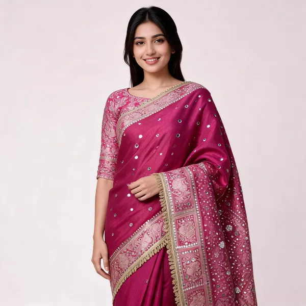 Maharani_Banarasi_Tissue_Saree_With_Handcrafted_Mirror_Work_Pink