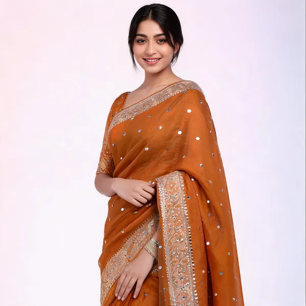 Maharani_Banarasi_Tissue_Saree_With_Handcrafted_Mirror_Work_Orange