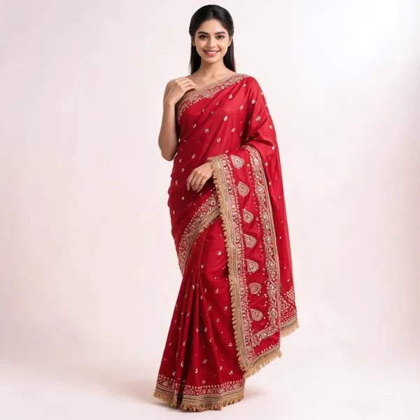 Sindoori_Mirror_Embellished_Banarasi_Katan_Silk_Saree_Royal_Red