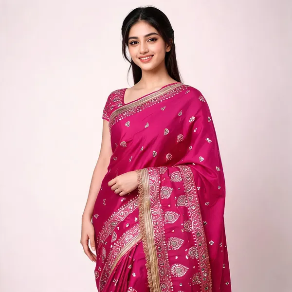 Sindoori_Mirror_Embellished_Banarasi_Katan_Silk_Saree_Pink