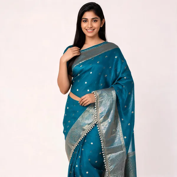 Banarasi_Tissue_Silk_Saree_With_Pearl_Lace_Border_Blue